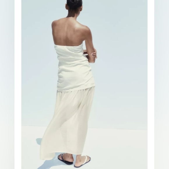 Zara Combination Strapless Midi Dress - Picture 5 of 10